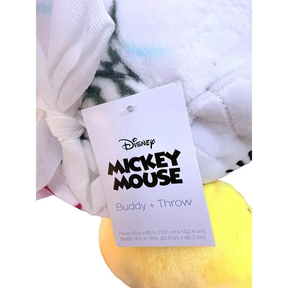 Disney Mickey Mouse 19” Buddy Plush Toy Plus Holiday Winter 50”x60” Throw NWT